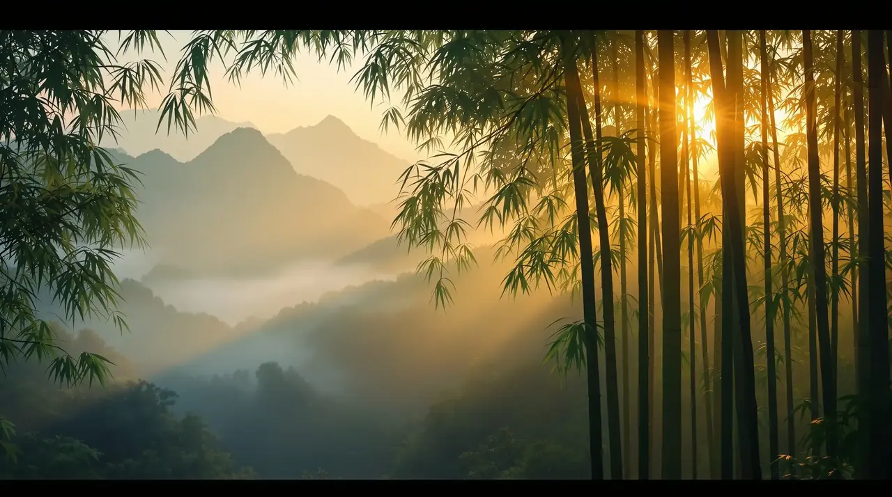 4k影院竹林光影首屏背景